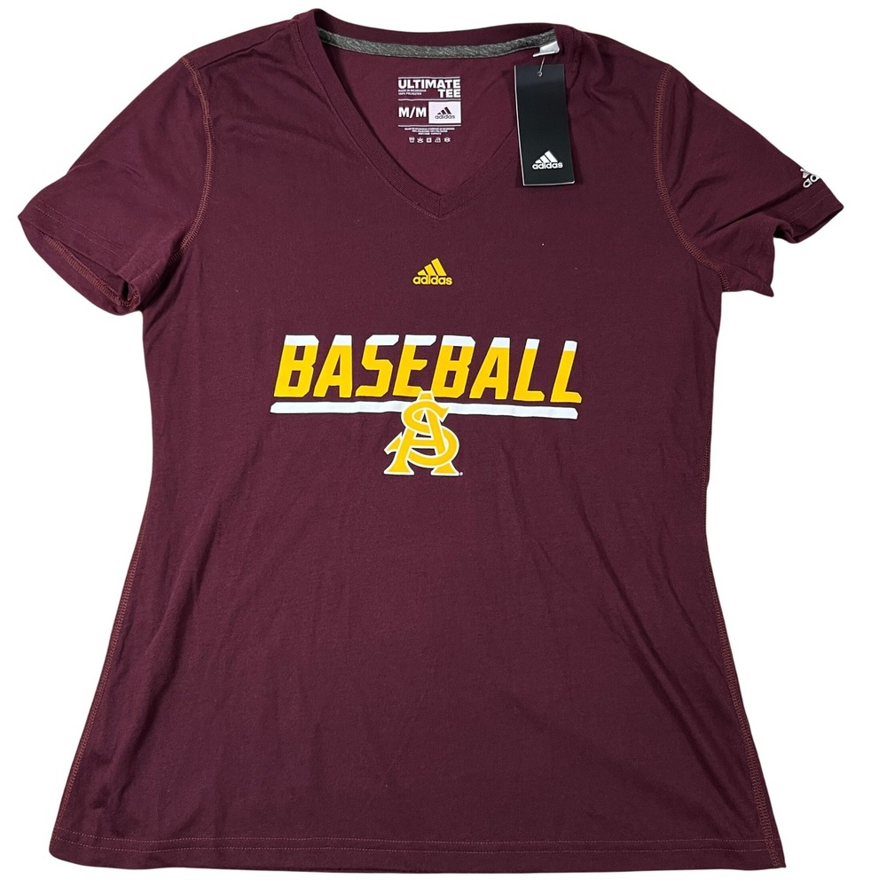 Adidas Arizona State Baseball Ultimate Tee Womens Medium Maroon V-Neck Climalite